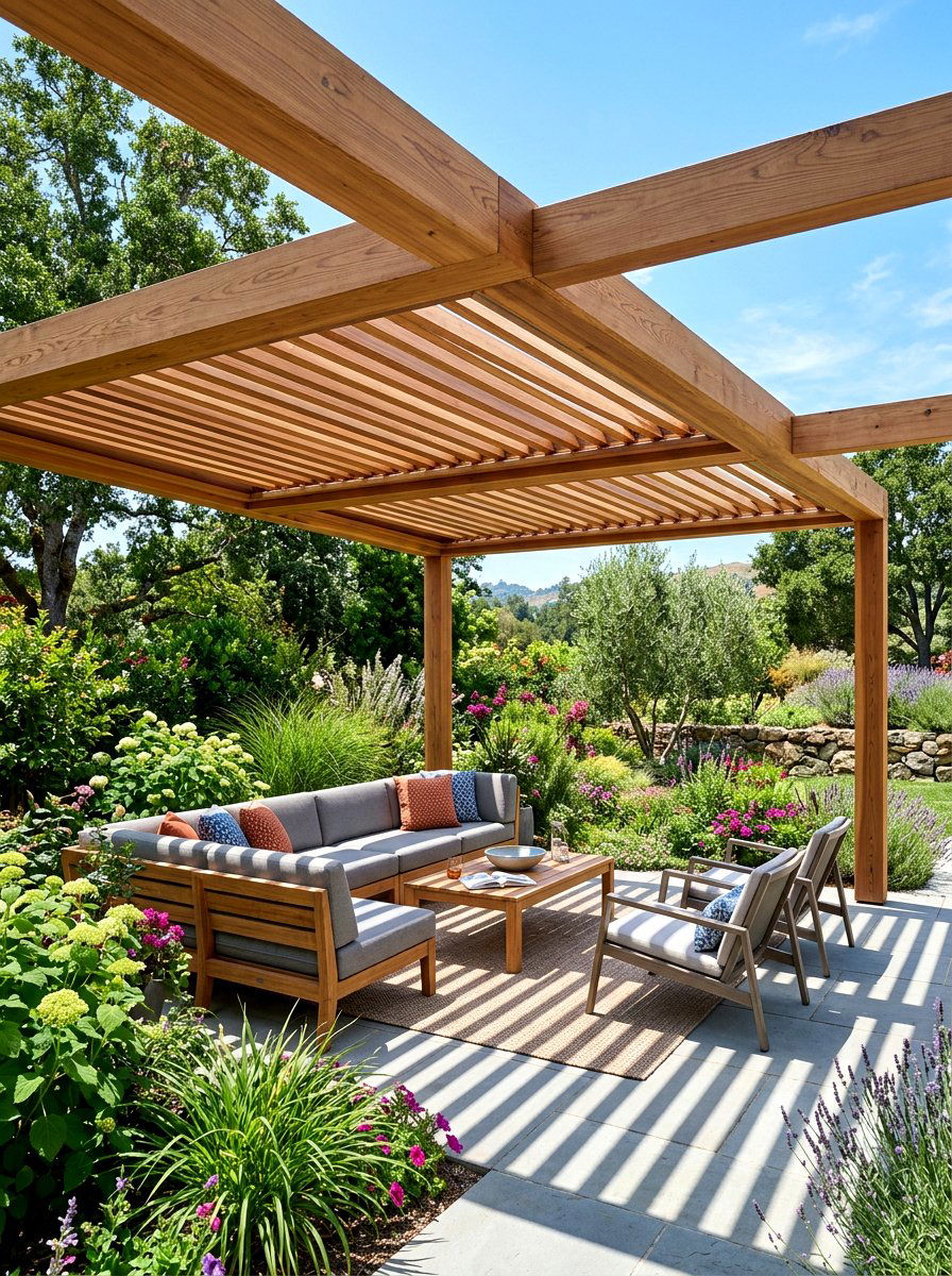 Louvered Cedar Pergola - 30 cedar pergola ideas