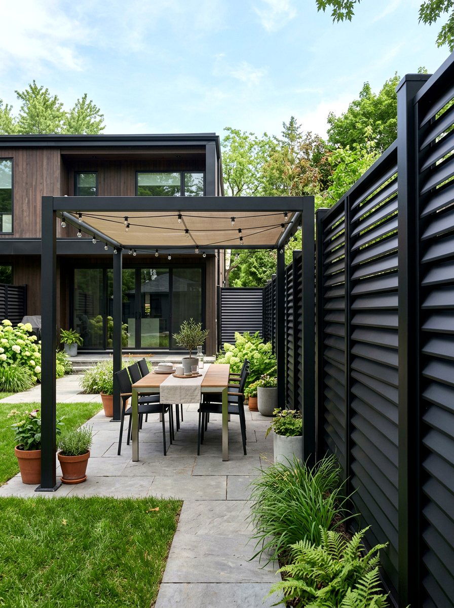 Louvered Metal Privacy Fence - 30 metal fence ideas