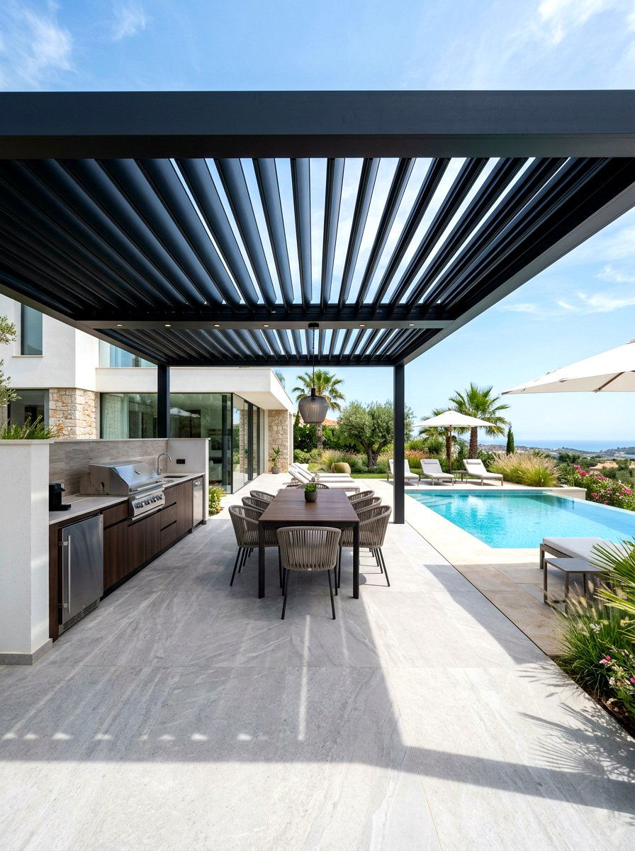 Louvered Pergola - 30 patio shade ideas