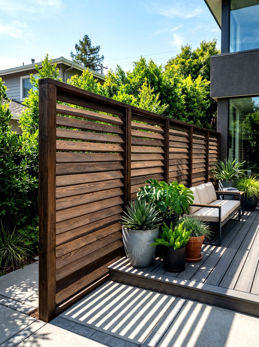 Louvered Privacy Fence - 30 fence ideas