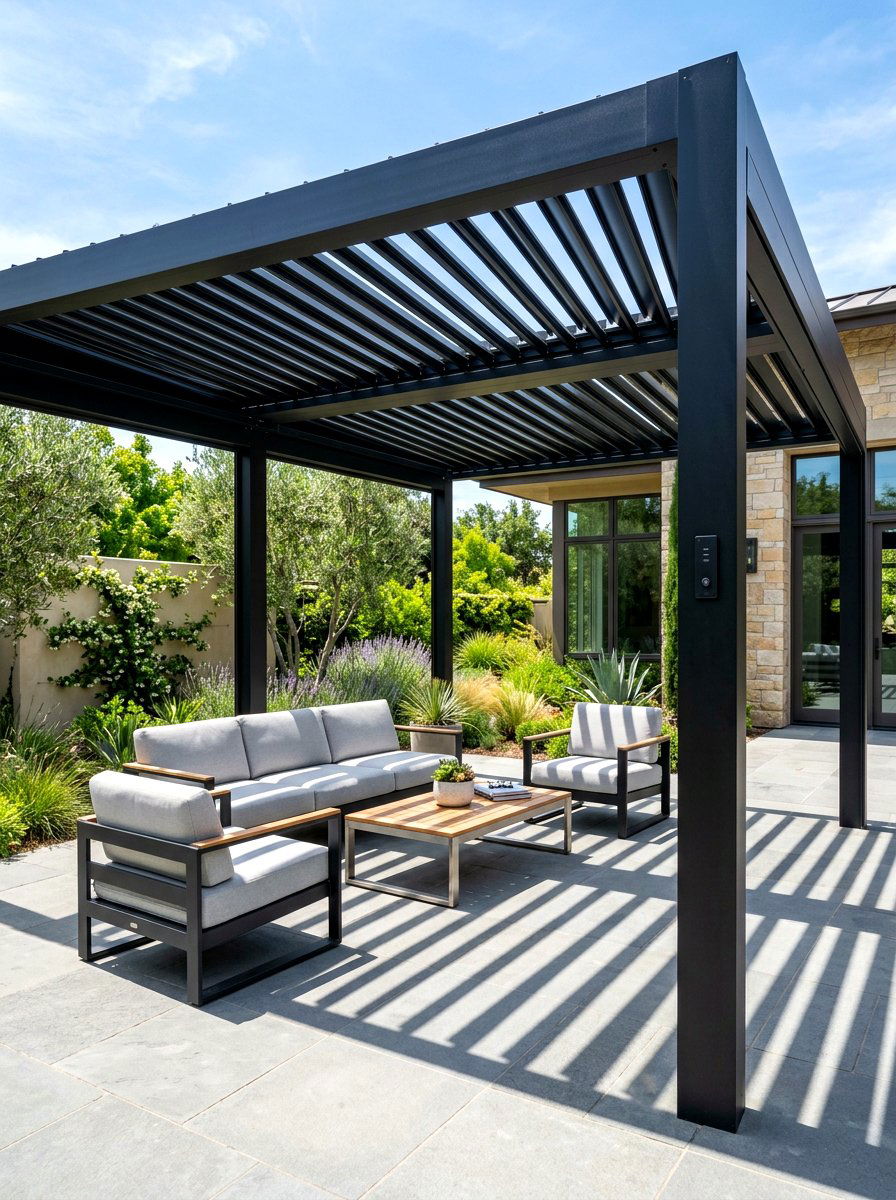 Louvered Roof Courtyard Pergola - 30 courtyard pergola ideas