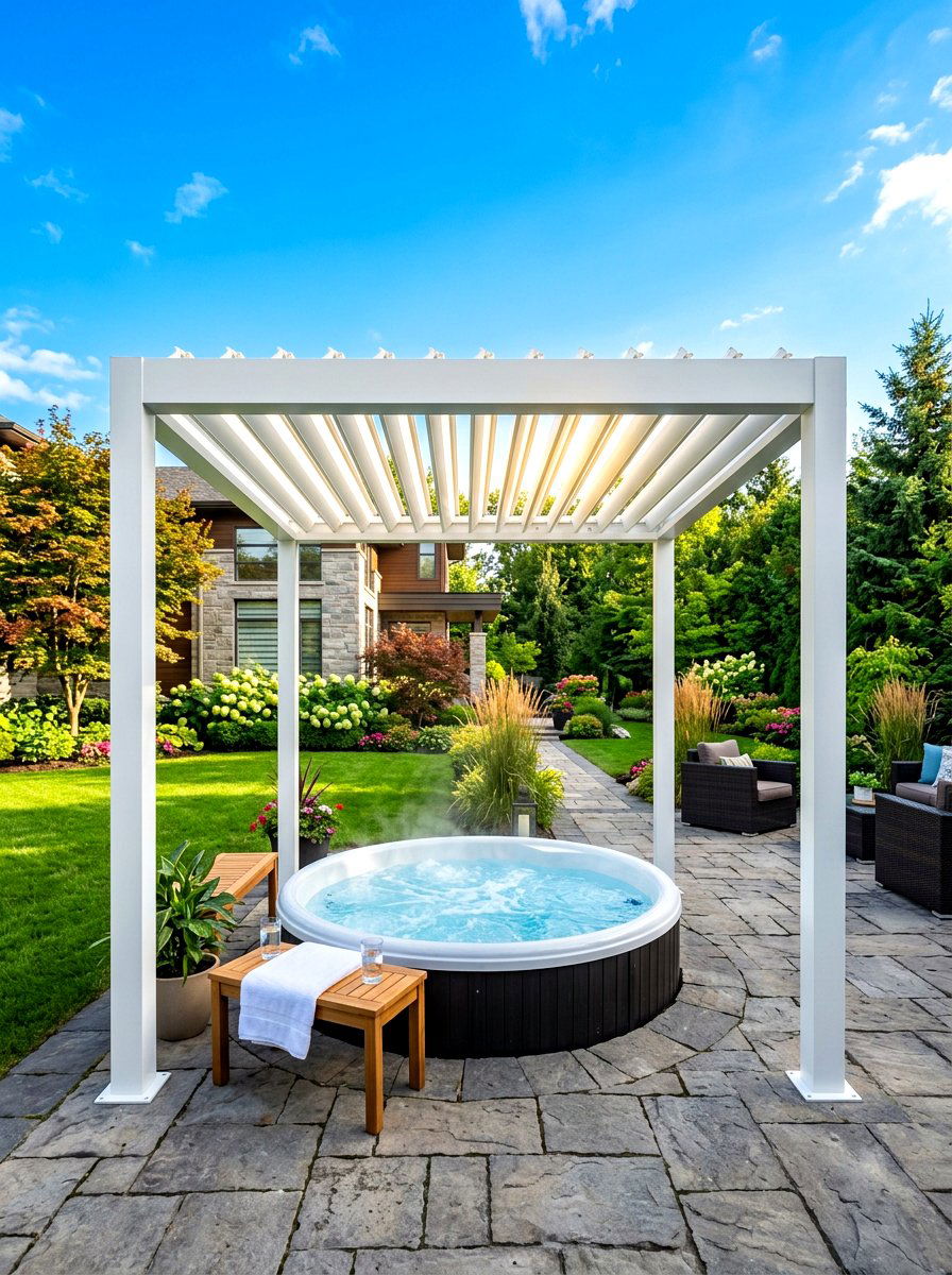 Louvered Roof Hot Tub Pergola - 30 pergola over hot tub ideas