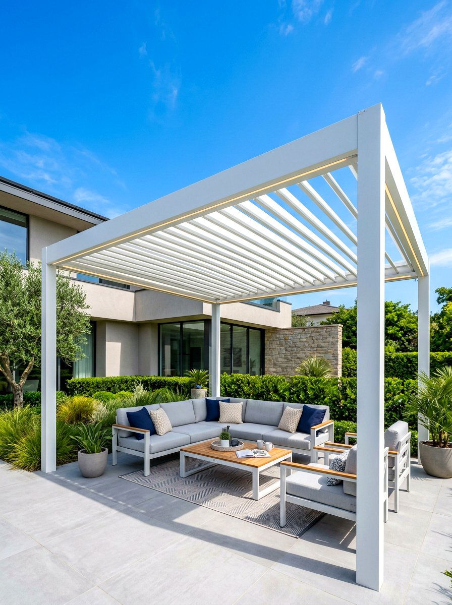 Louvered Roof Pergola - 30 outdoor pergola ideas