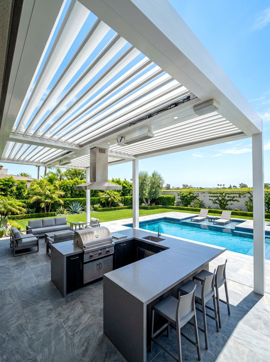 Louvered Roof Pergola - 30 poolside pergola ideas