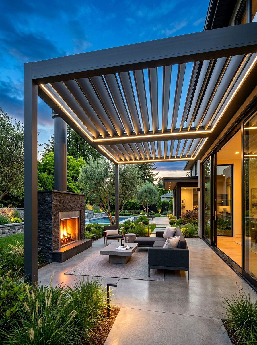 Louvered Roof Pergola - 30 attached pergola ideas
