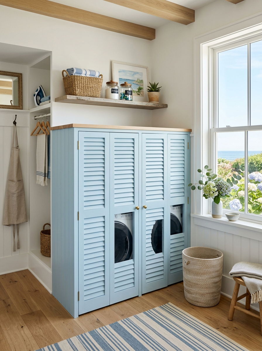 Louvered Shutter Enclosure - 30 utility area screen ideas