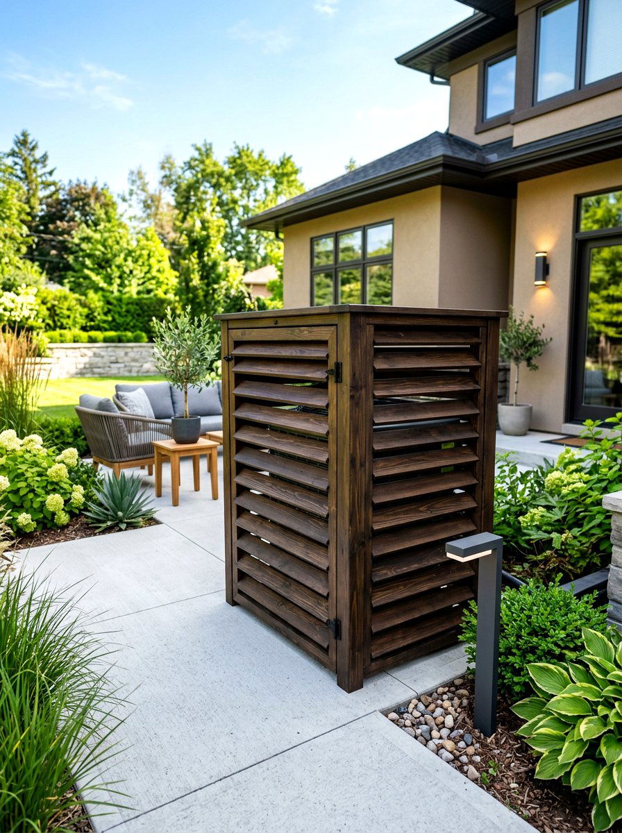 Louvered Wood AC Panel - 30 AC screen privacy ideas