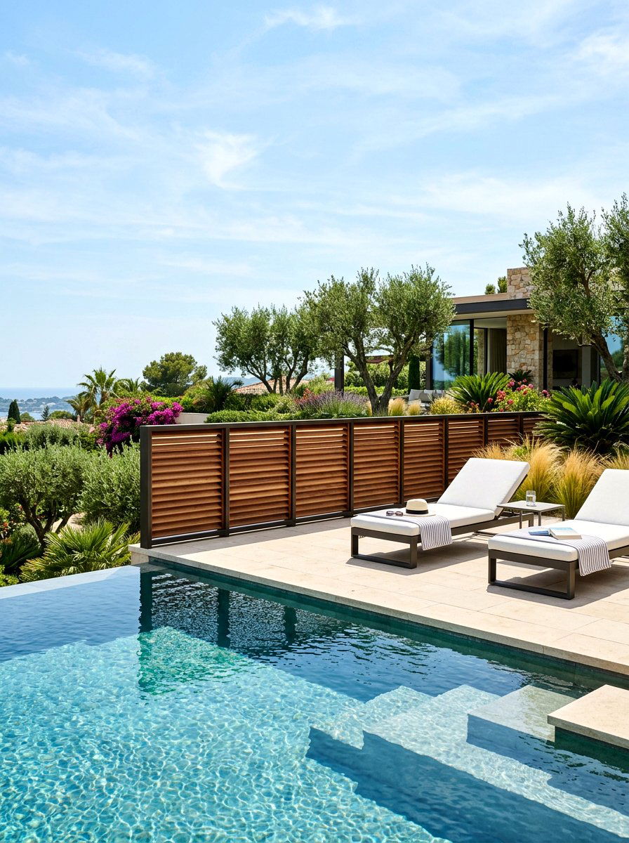 Louvered Wood Fence - 30 wooden fence ideas