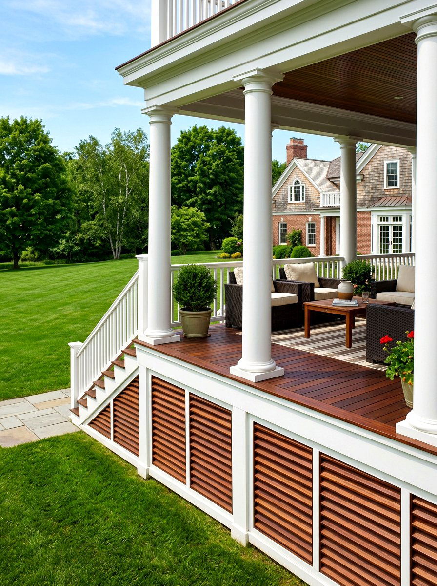 Louvered Wood Panel - 30 deck skirting ideas