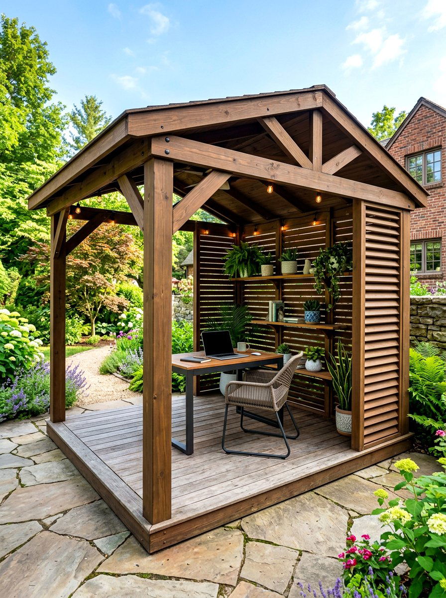 Louvered Wood Panels - 30 gazebo privacy ideas