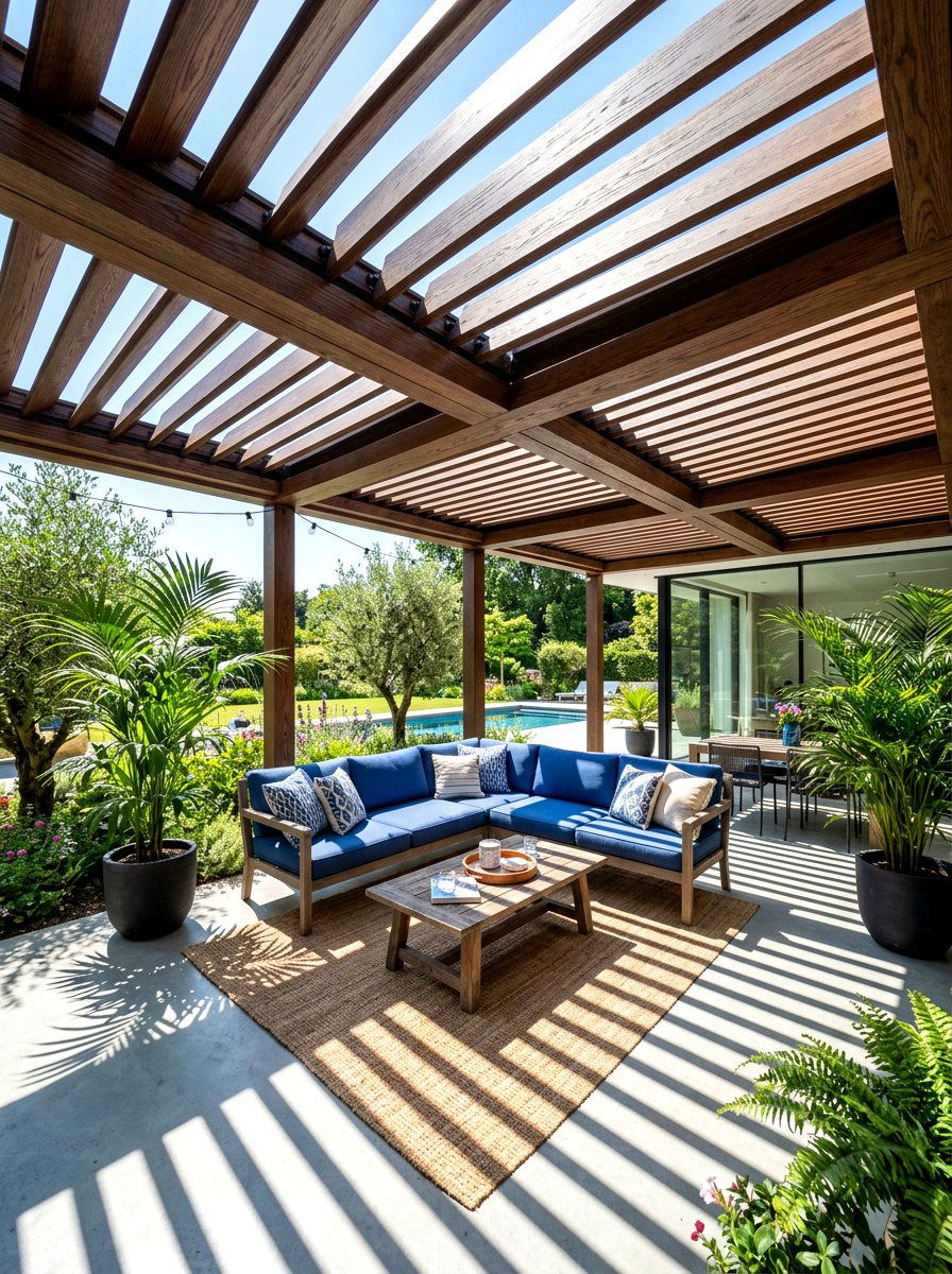 Louvered Wood Roof - 30 wood patio cover ideas