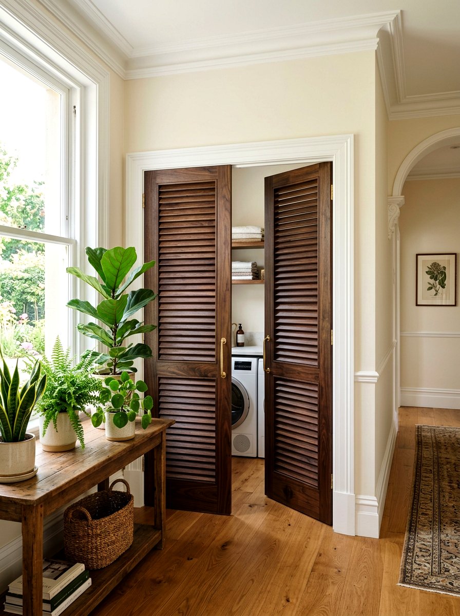 Louvered laundry door enclosure - 30 washer dryer enclosure ideas