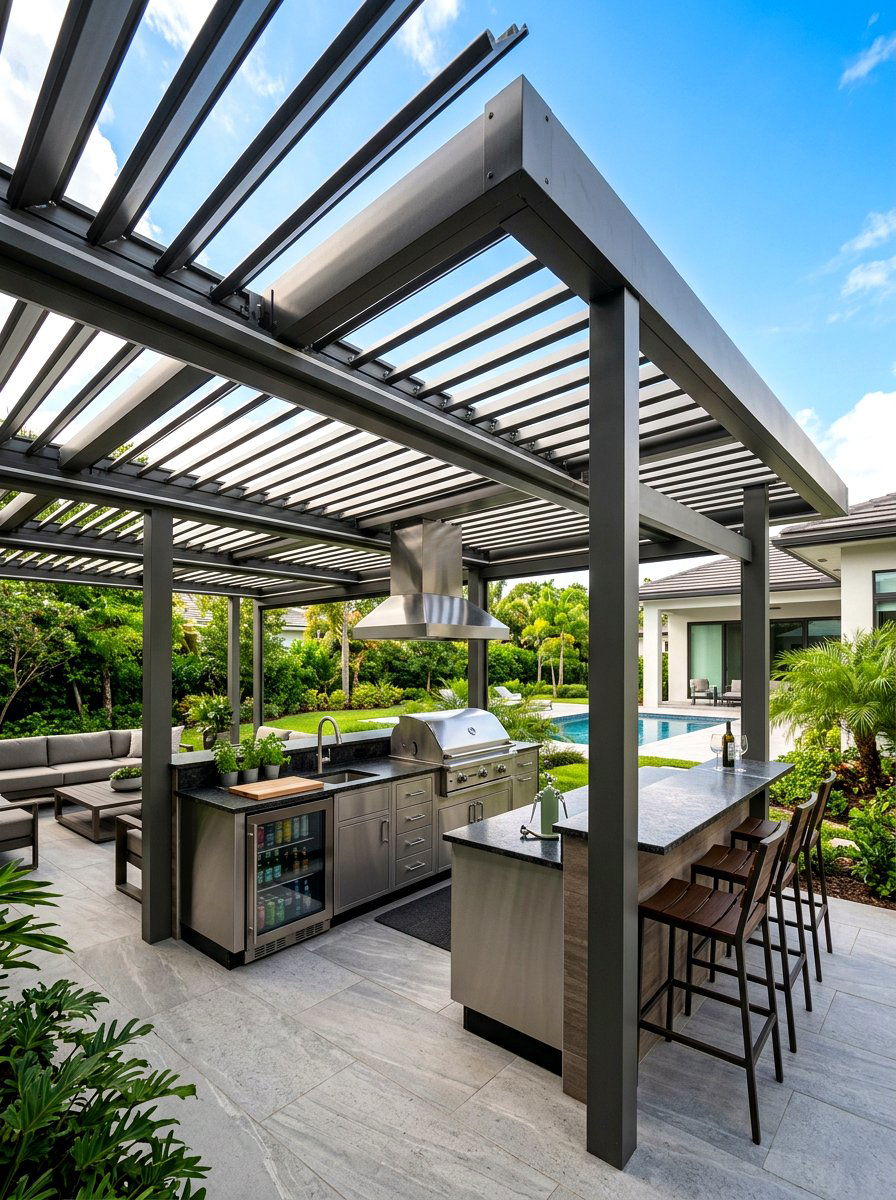 Louvered metal patio cover system - 30 metal patio cover ideas