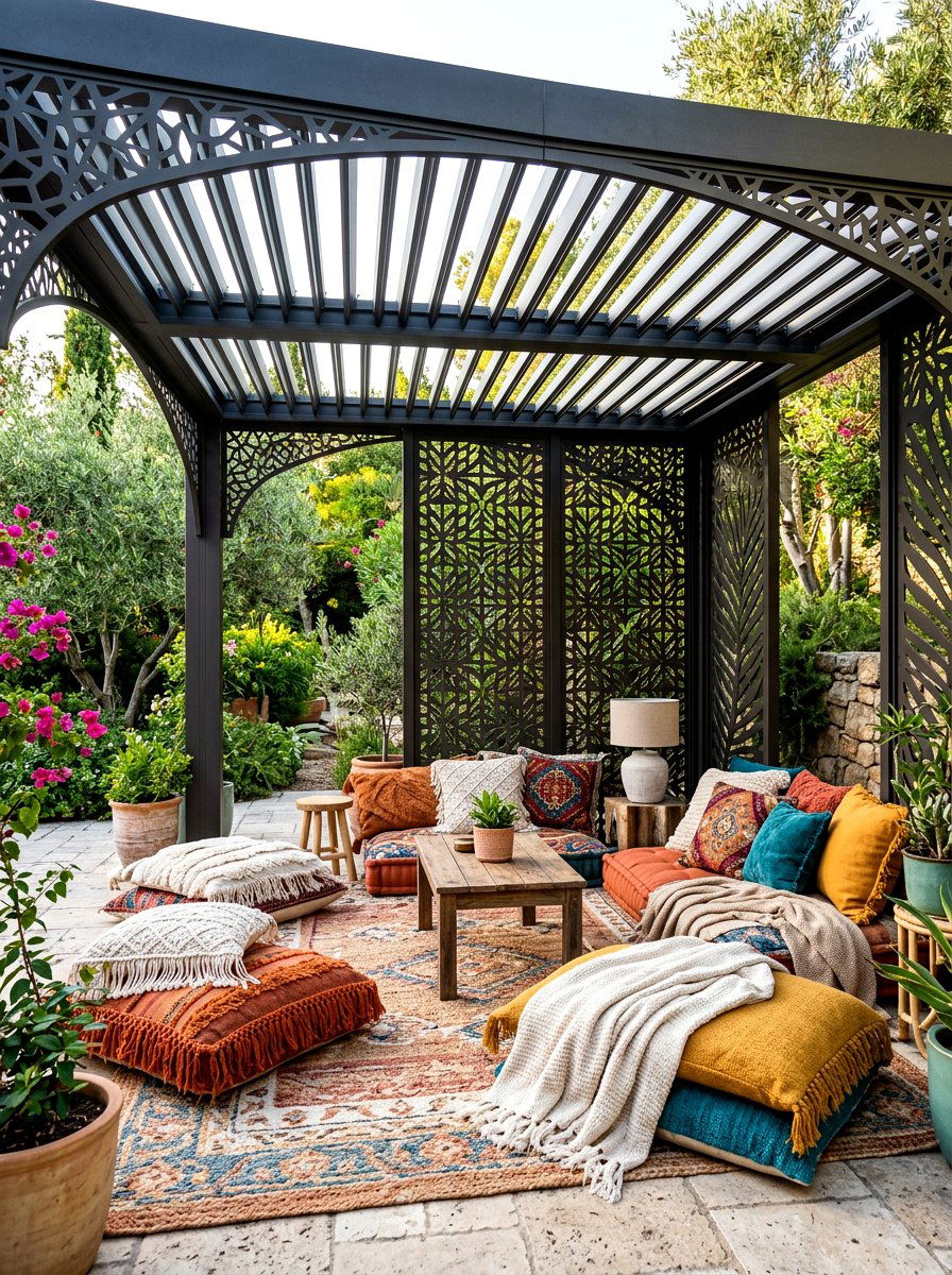 Louvered pergola with privacy screens - 30 louvered pergola ideas