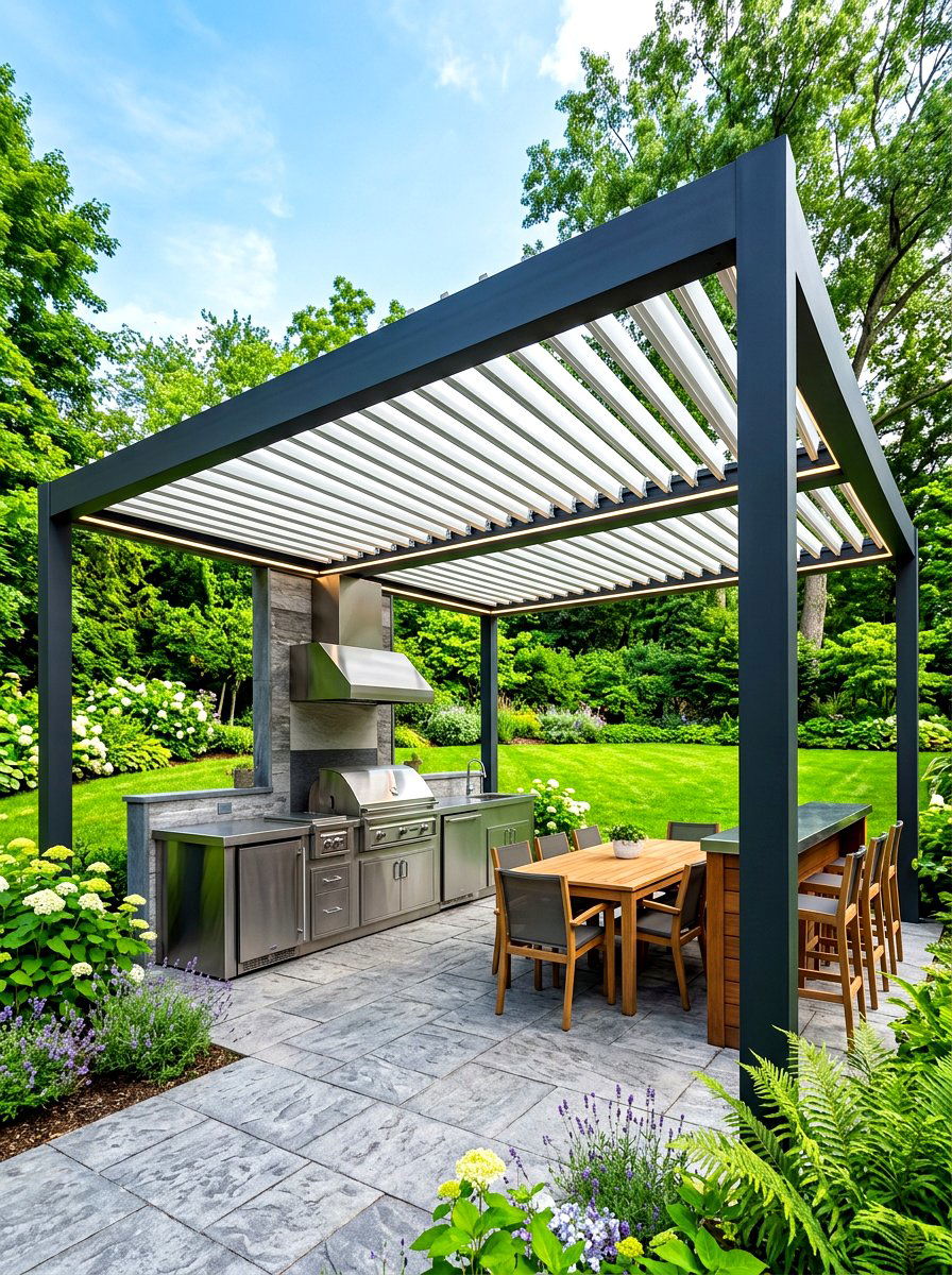 Louvered roof bioclimatic gazebo - 30 modern gazebo ideas
