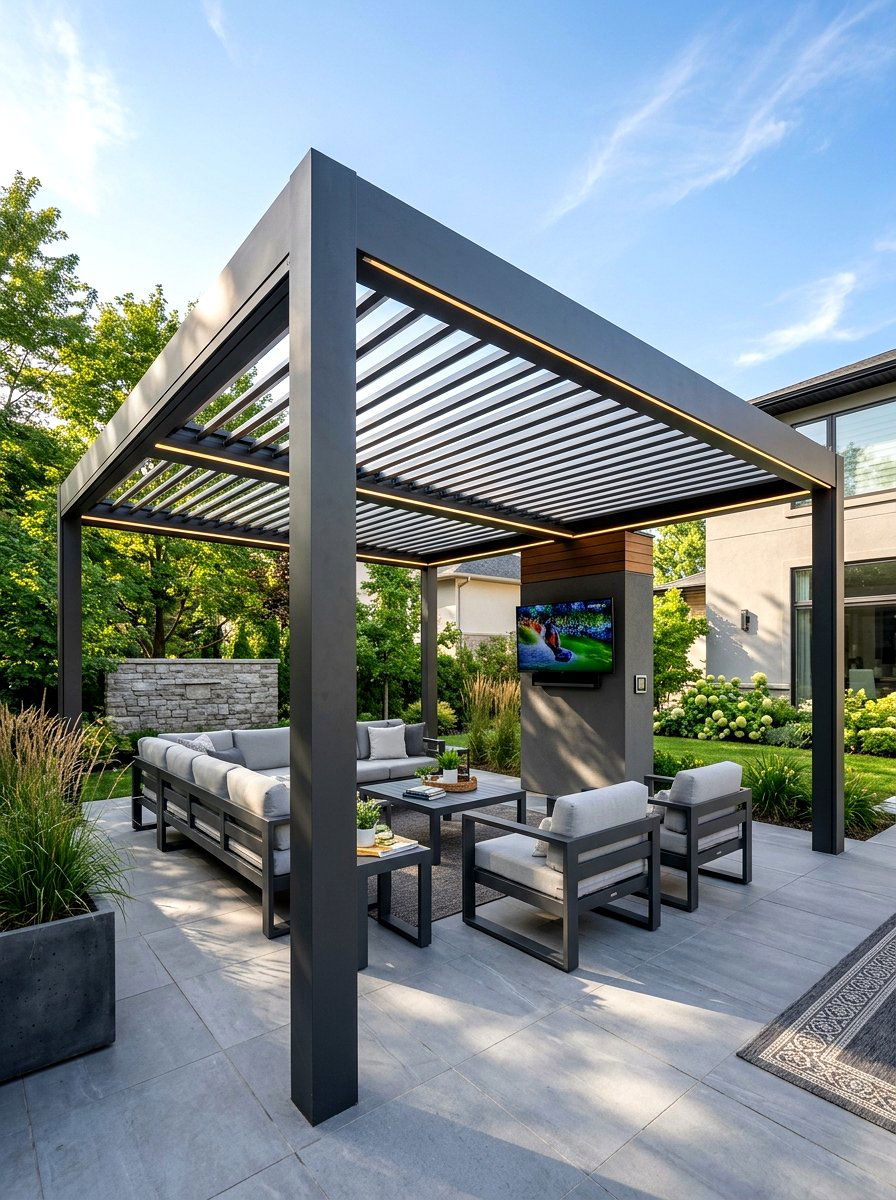 Louvered roof pergola system - 30 pergola ideas