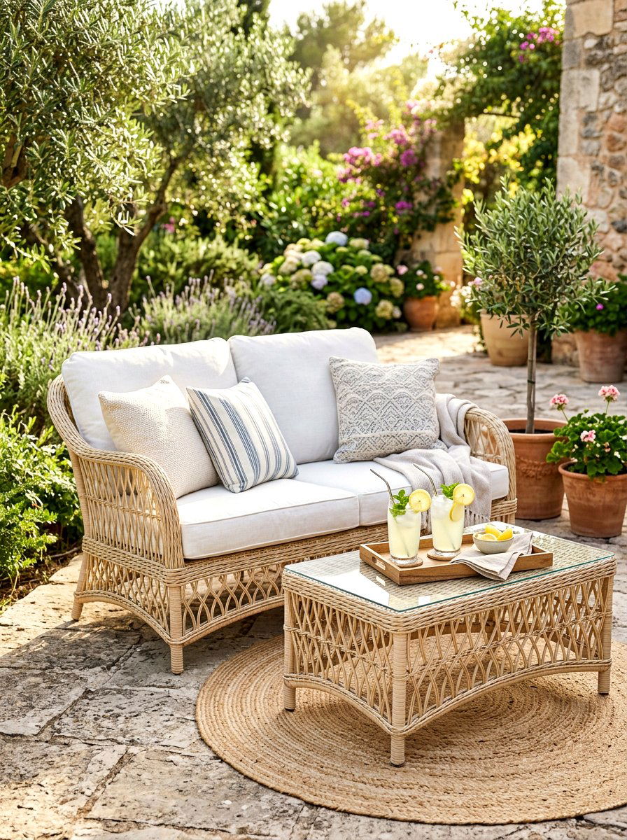 Loveseat and coffee table - 30 patio furniture ideas