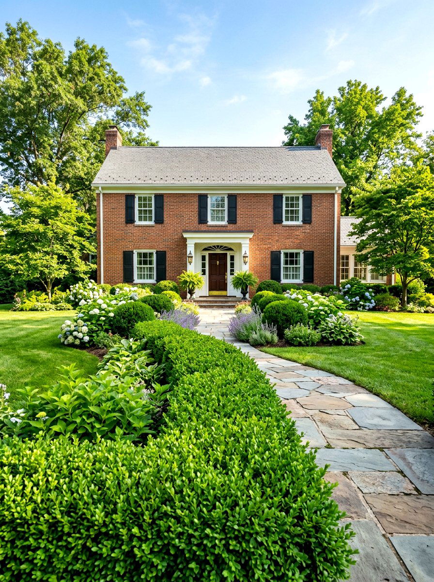 Low Boxwood Hedge - 30 house front hedge ideas