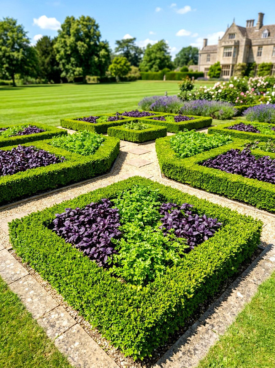 Low Boxwood Hedge Pattern - 30 herb knot garden ideas