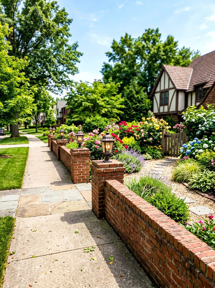 Low Brick Garden Wall - 30 brick border front yard ideas