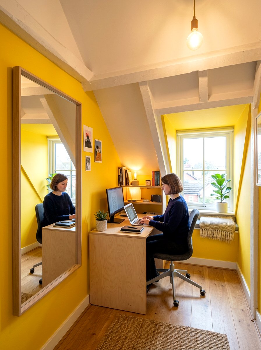 Low Ceiling Desk Area - 30 sloped ceiling office ideas