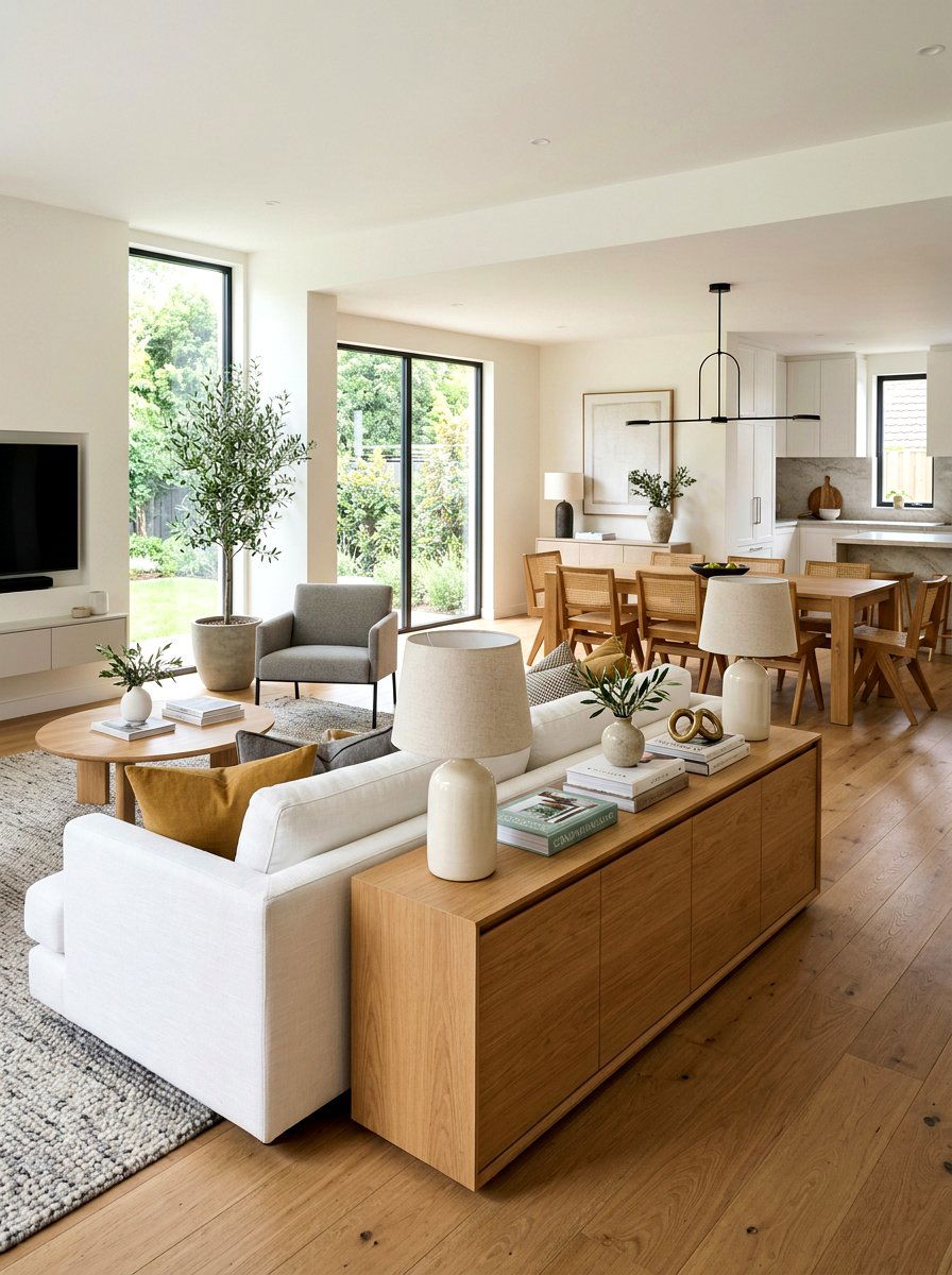 Low Console Table - 30 open plan with cozy zones ideas