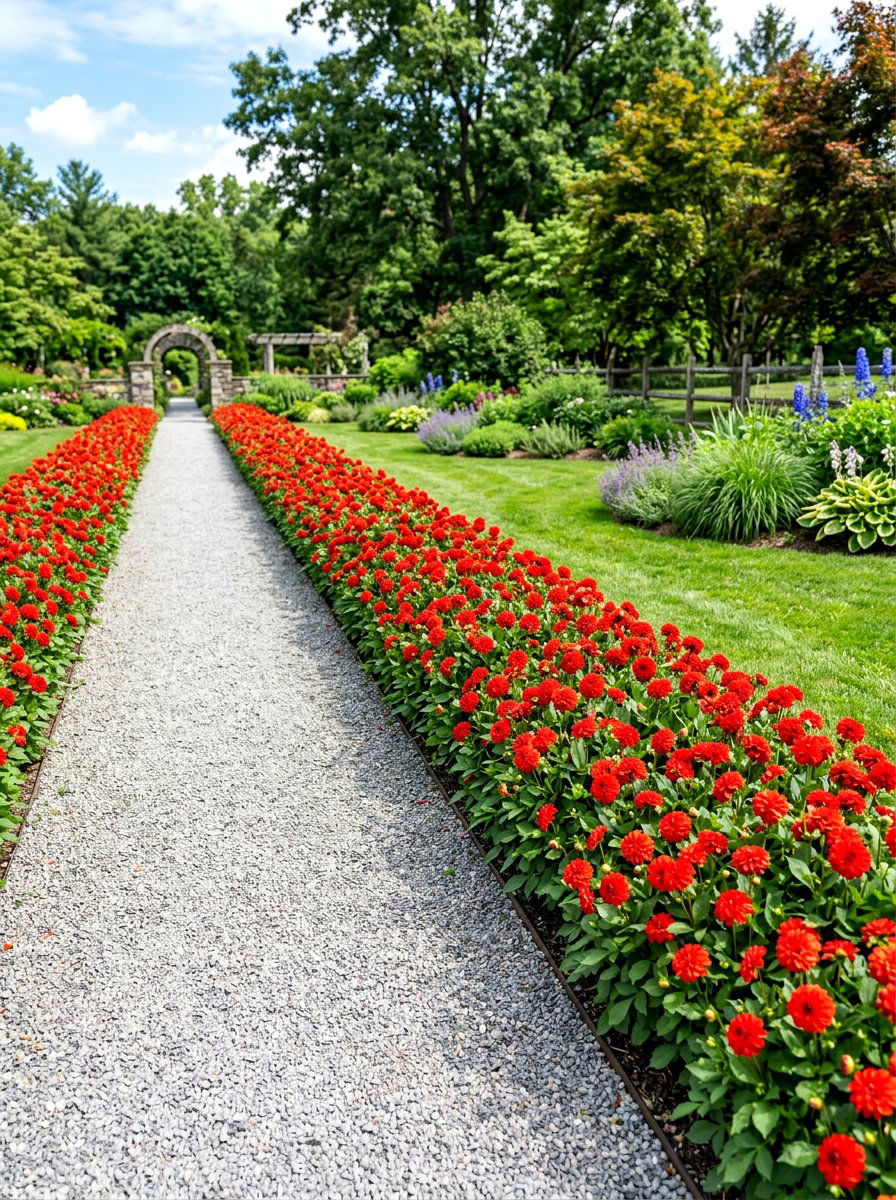 Low Growing Border Dahlia Walkway - 30 dahlia garden ideas