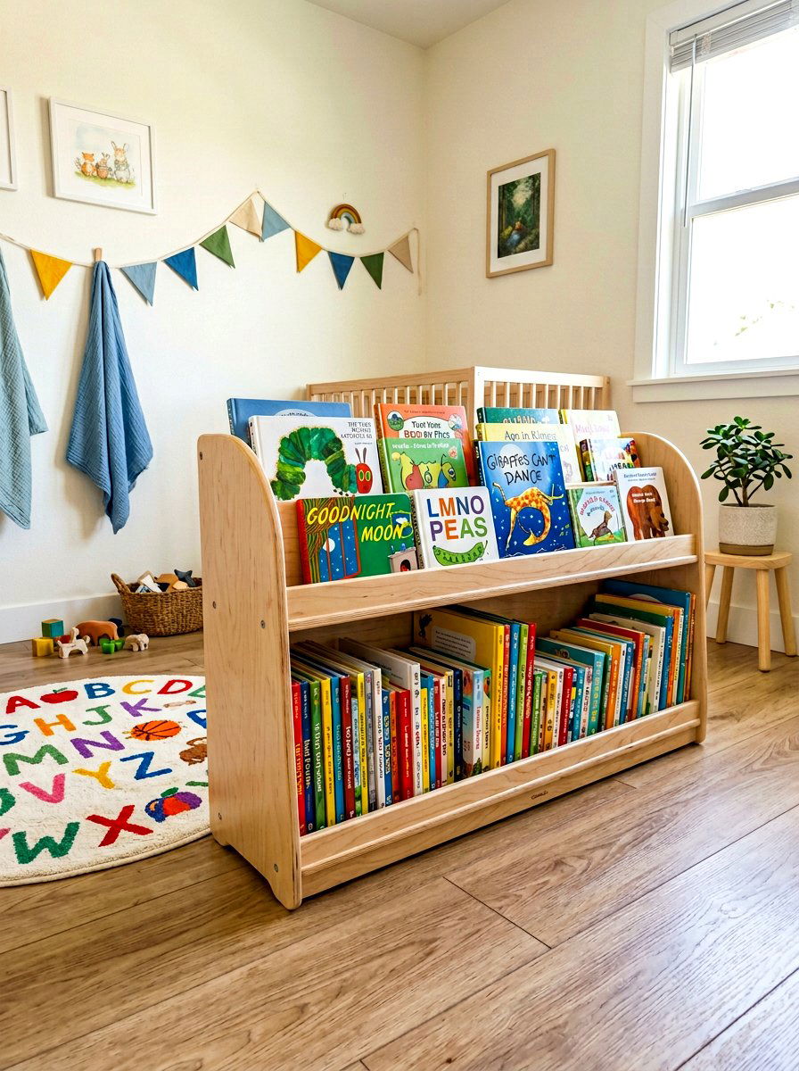 Low Level Nursery Bookshelf - 30 nursery book display ideas
