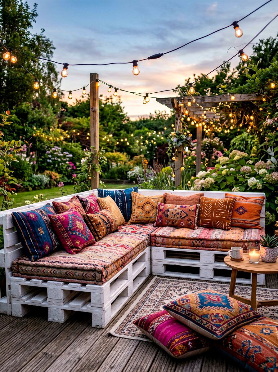 Low Level Pallet Seating - 30 tea garden seating ideas