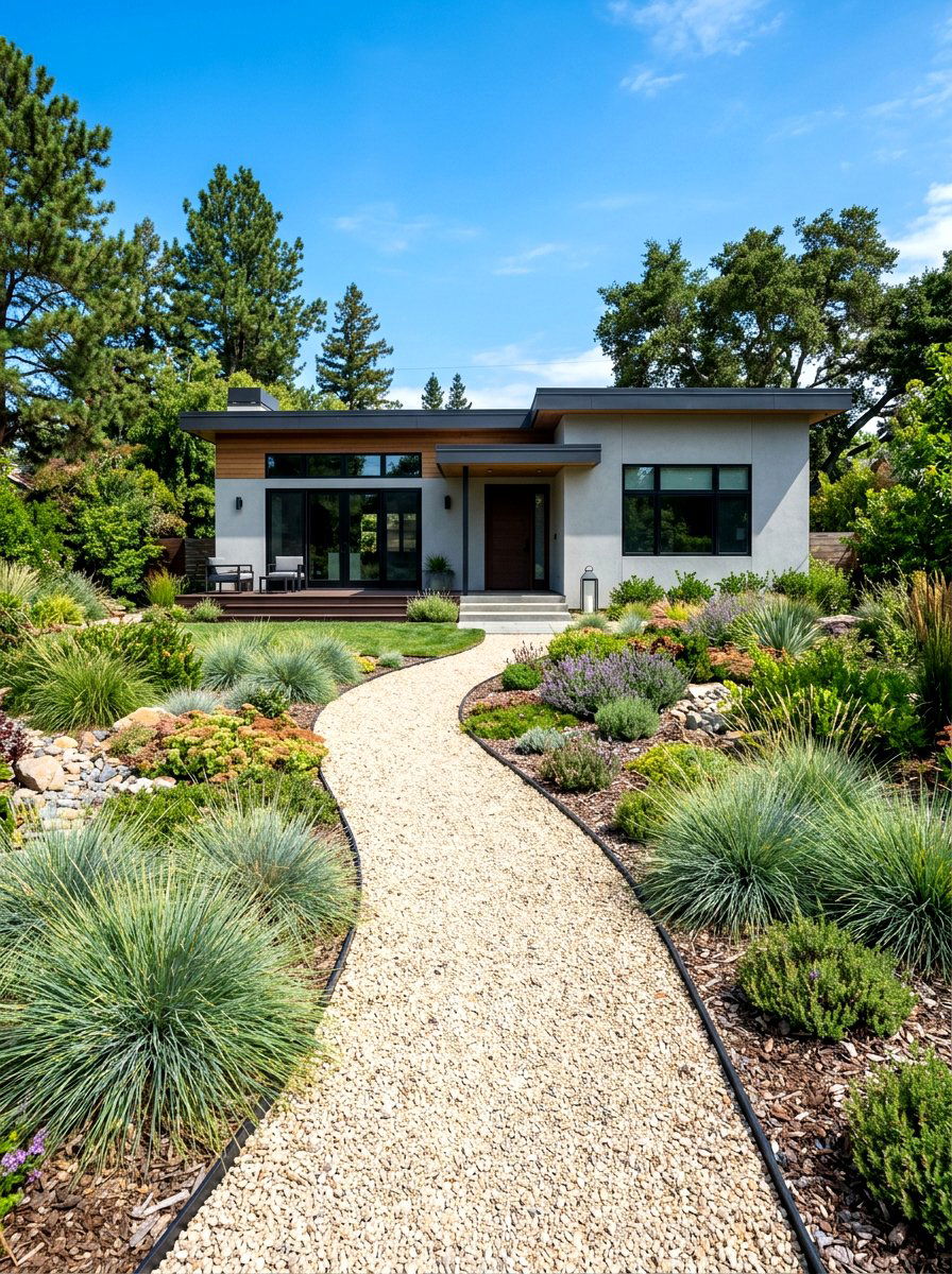 Low Maintenance Bungalow Gravel Walkway - 30 bungalow front yard ideas