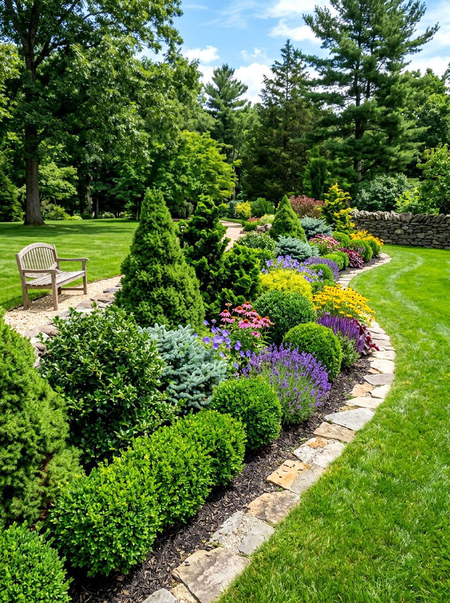 Low Maintenance Evergreen Border - 30 cottage front border ideas