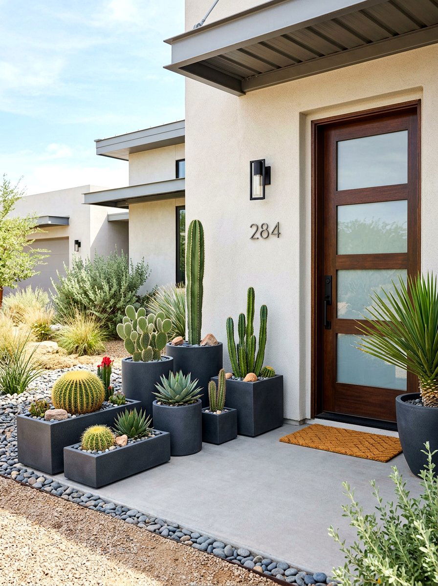 Low Maintenance Front Porch - 30 cactus garden ideas