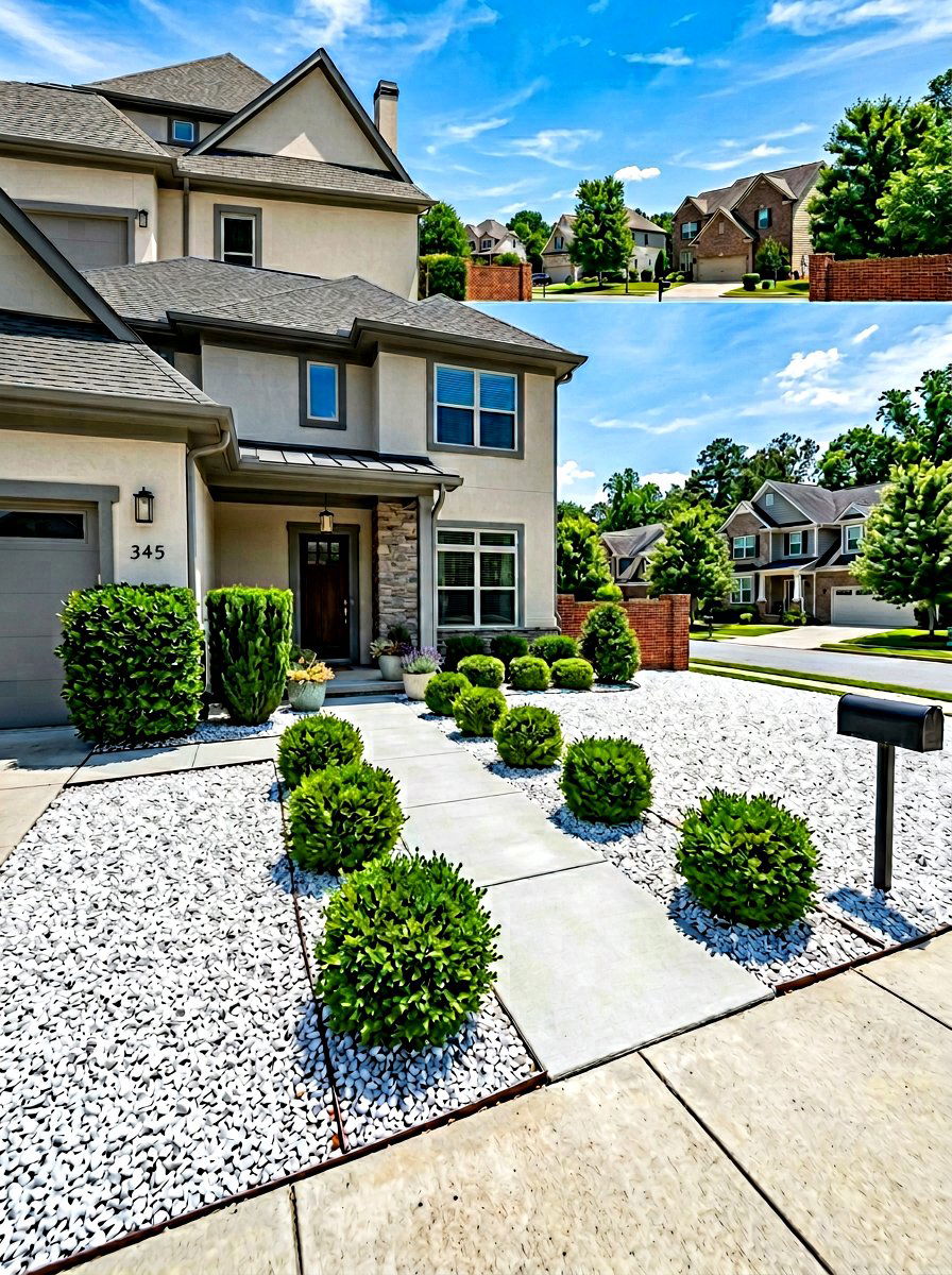 Low Maintenance Front Yard - 30 white gravel front yard ideas