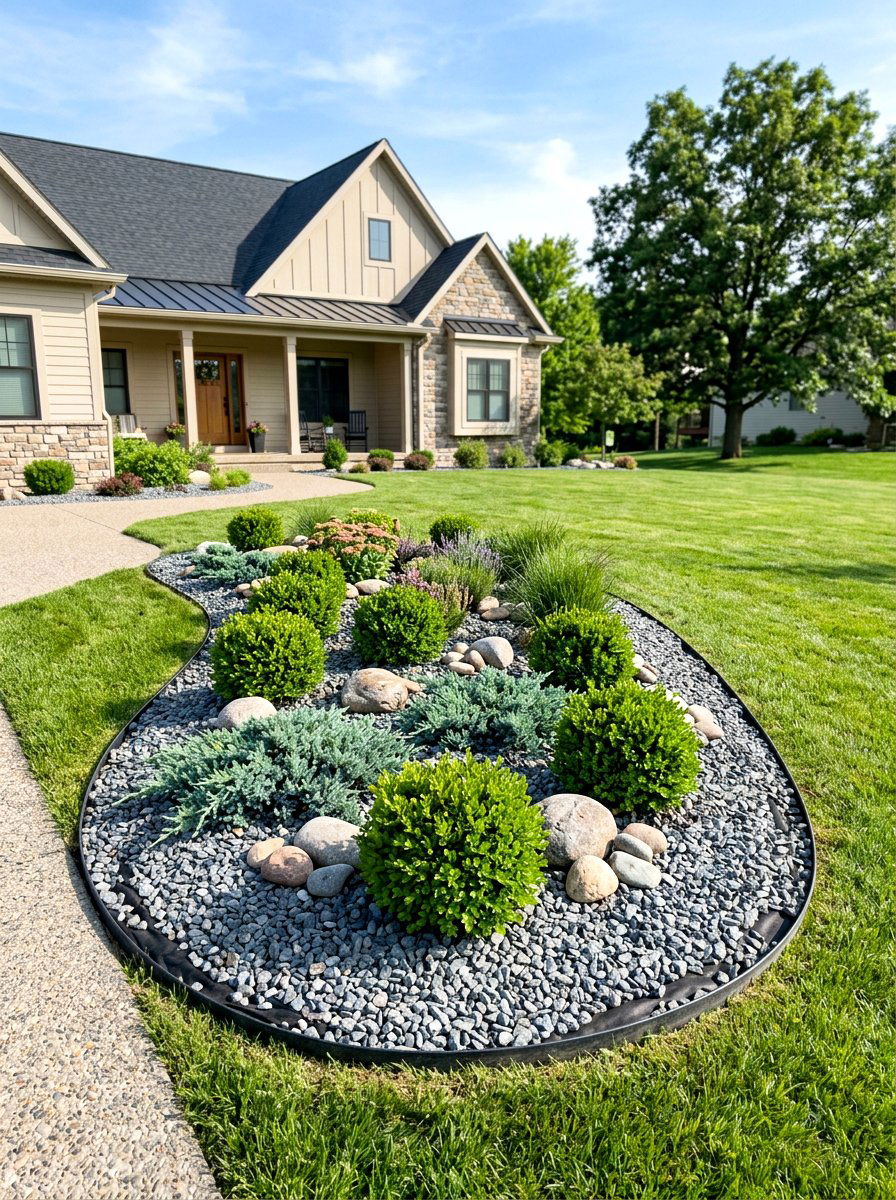 Low Maintenance Front Yard Island - 30 front yard island bed ideas