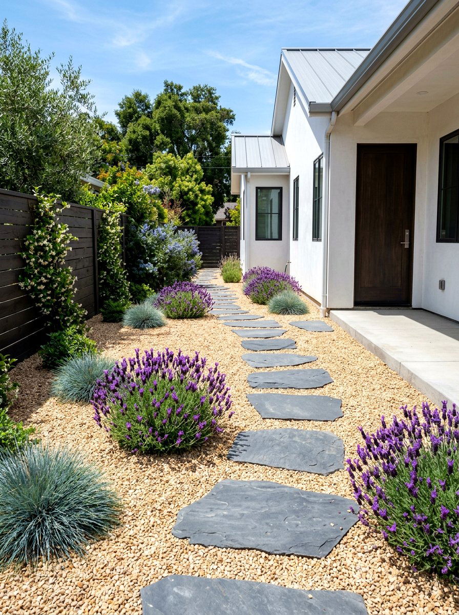 Low Maintenance Gravel Bed - 30 side yard flower bed ideas