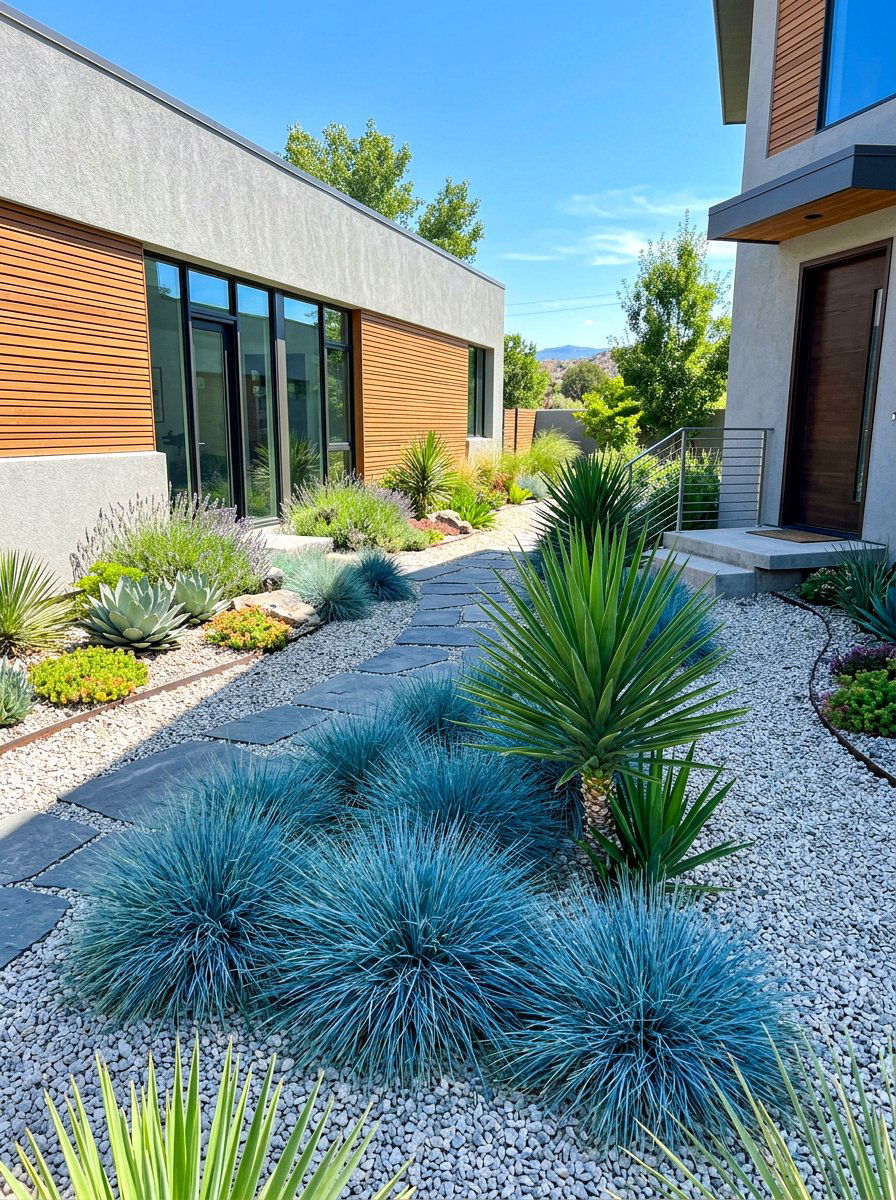 Low Maintenance Gravel Garden - 30 flower bed landscaping ideas