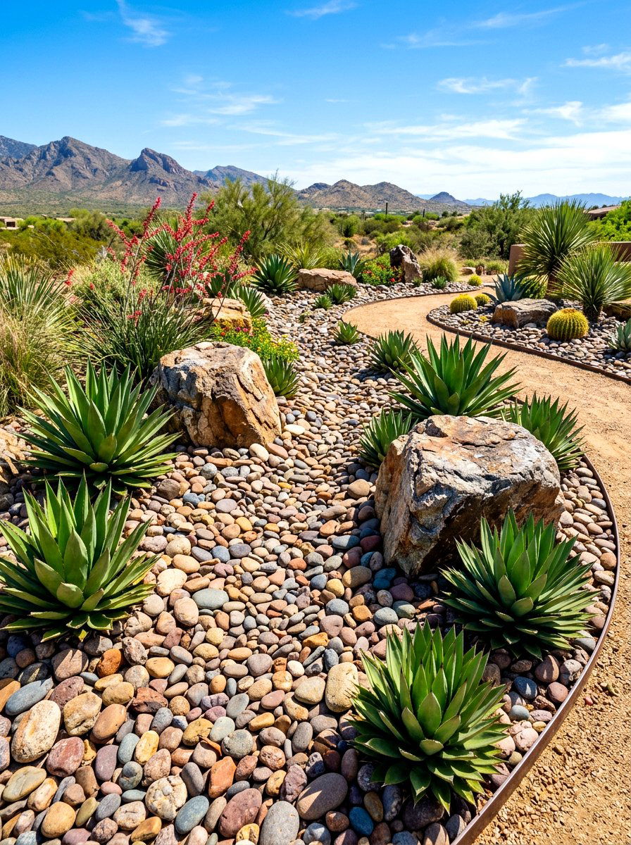Low Maintenance River Rock - 30 side yard landscaping ideas