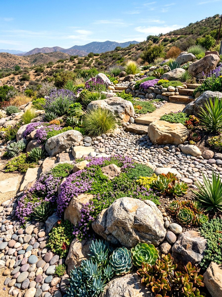 Low Maintenance Rock Garden - 30 front lawn landscaping ideas