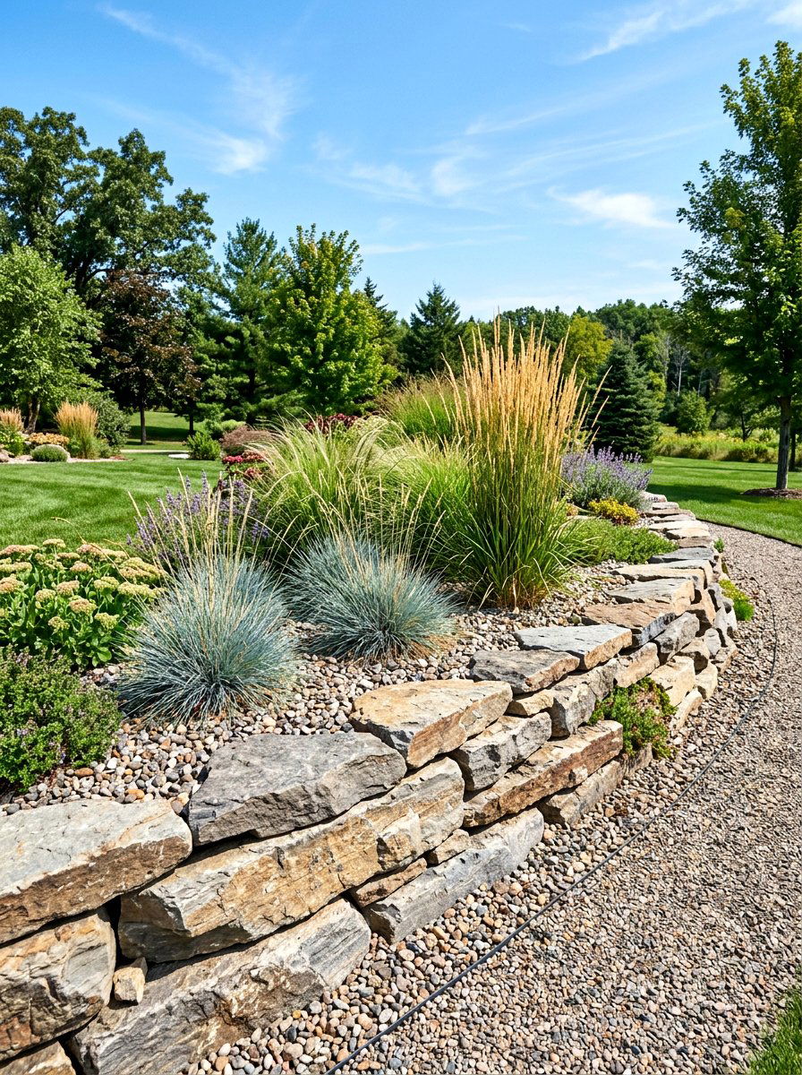 Low Maintenance Rock Garden Wall - 30 retaining wall garden ideas