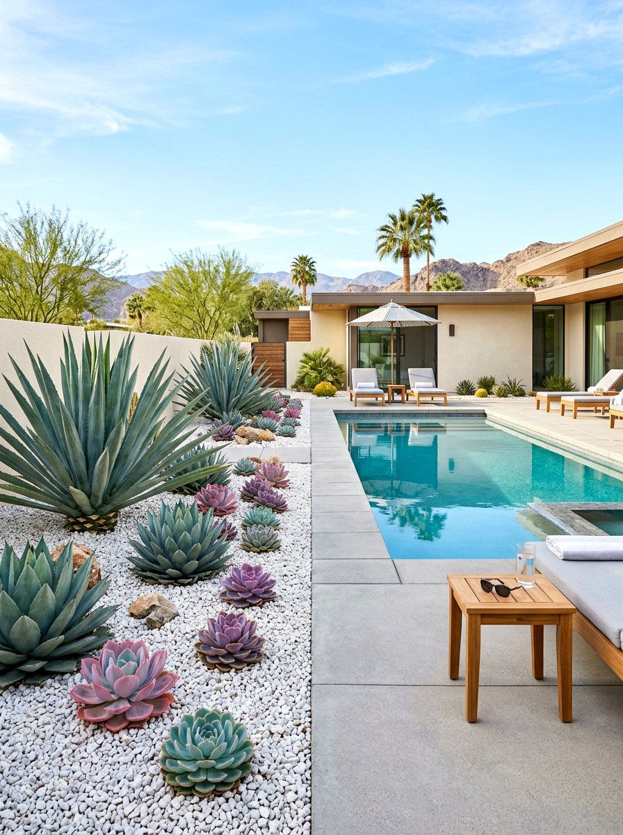 Low Maintenance Succulent - 30 pool landscaping ideas