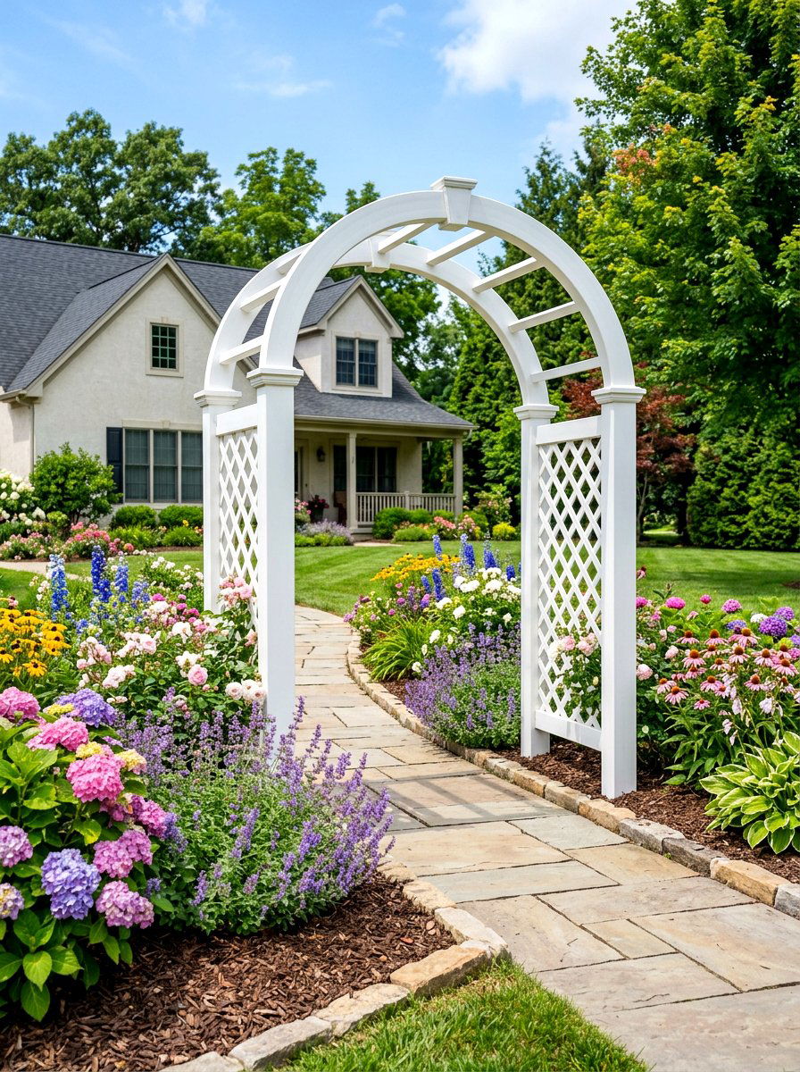 Low Maintenance Vinyl Arbor - 30 arbor entrance ideas