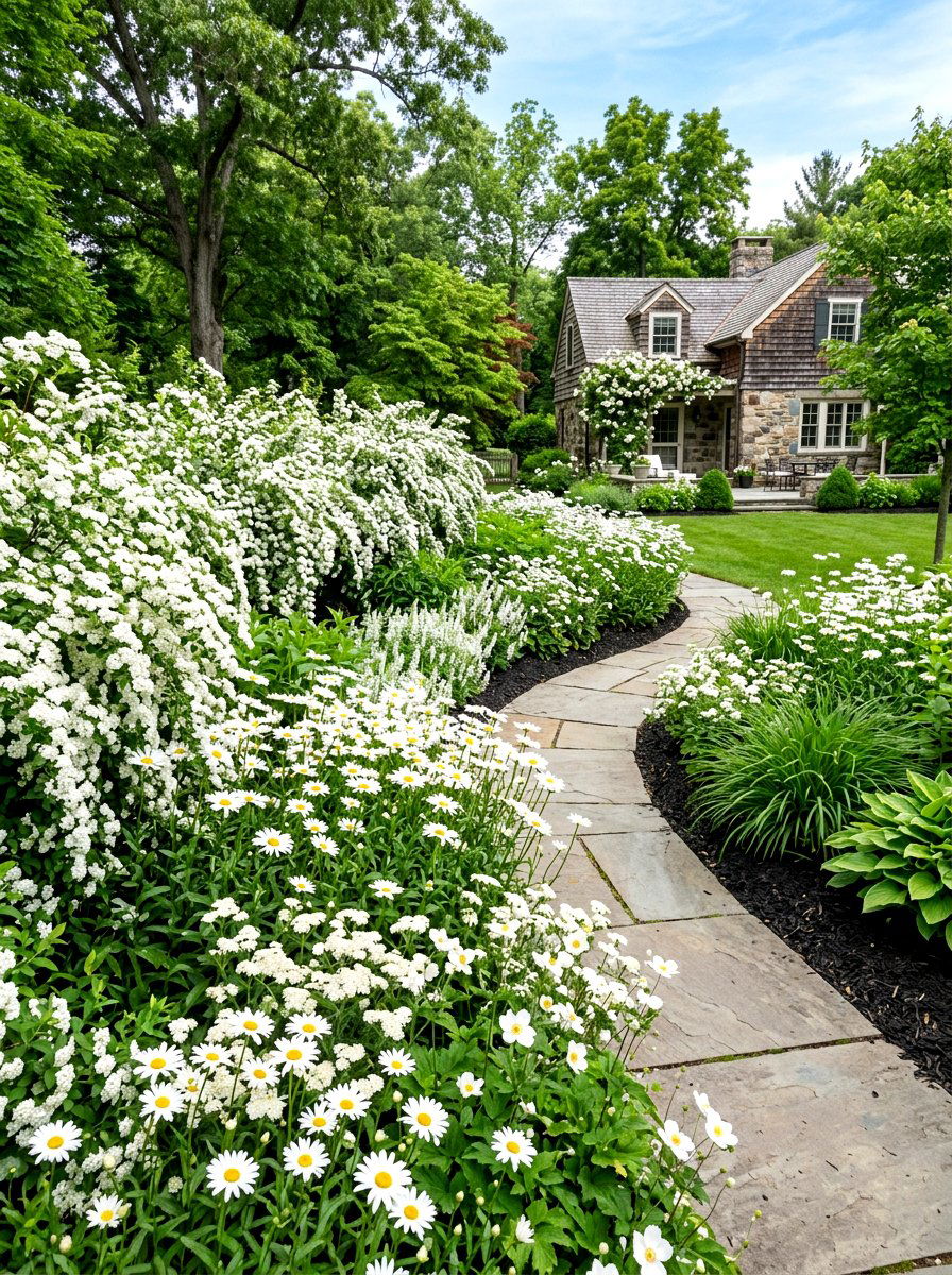 Low Maintenance White Garden - 30 white flower garden ideas
