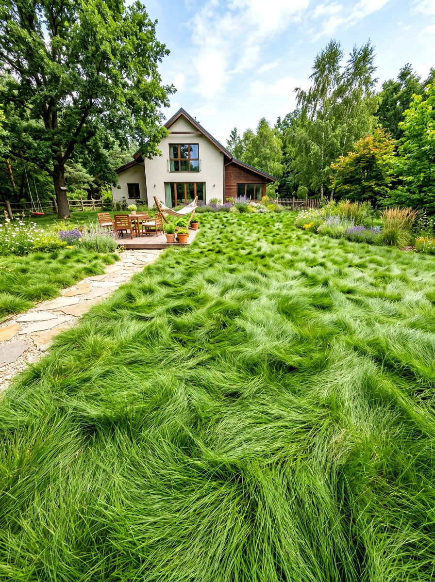 Low Mow Grass - 30 meadow garden ideas