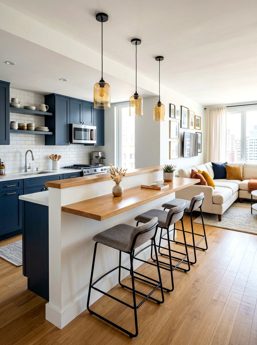 Low Pony Wall - 30 studio apartment divider ideas