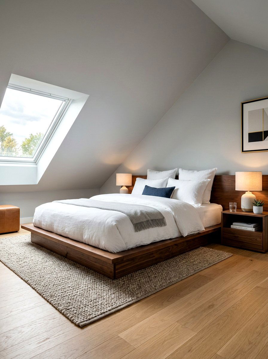 Low Profile Bed - 30 sloped ceiling bedroom ideas