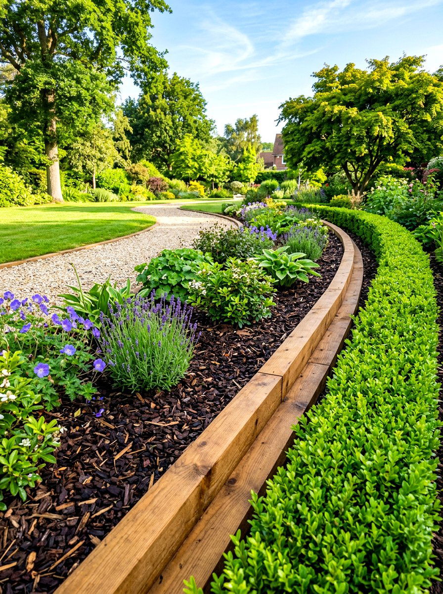 Low Profile Border - 30 timber retaining wall ideas