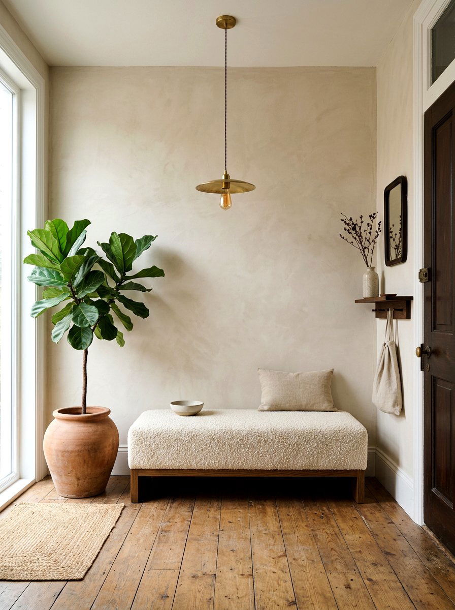Low Profile Boucle Bench - 30 boucle entry bench ideas