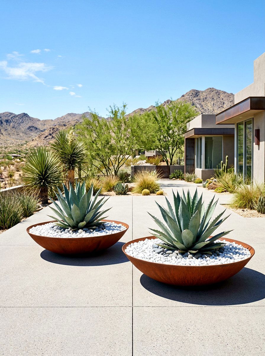 Low Profile Desert Planters - 30 modern container garden ideas