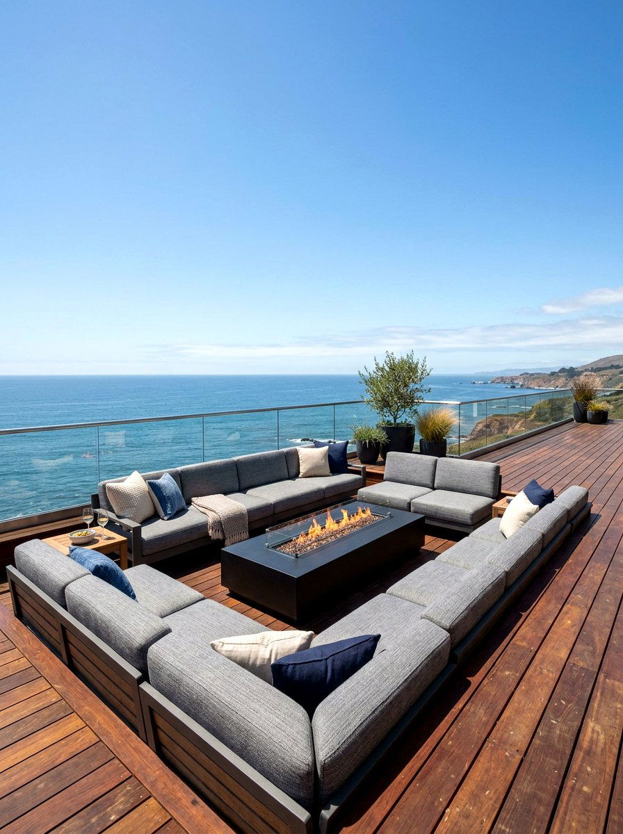 Low Profile Fire Table Deck - 30 fire lounge backyard ideas