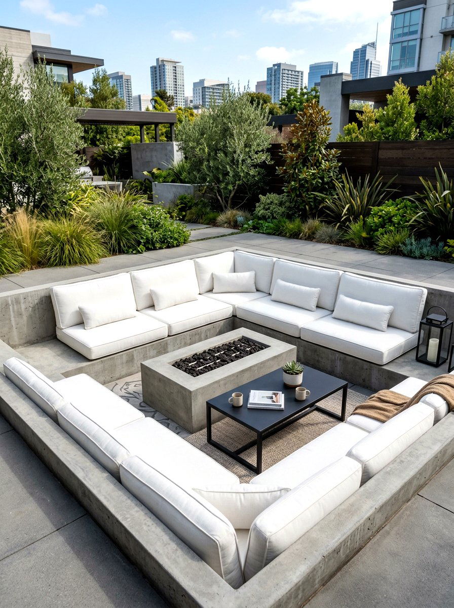 Low Profile Outdoor Sectional - 30 backyard conversation pit ideas